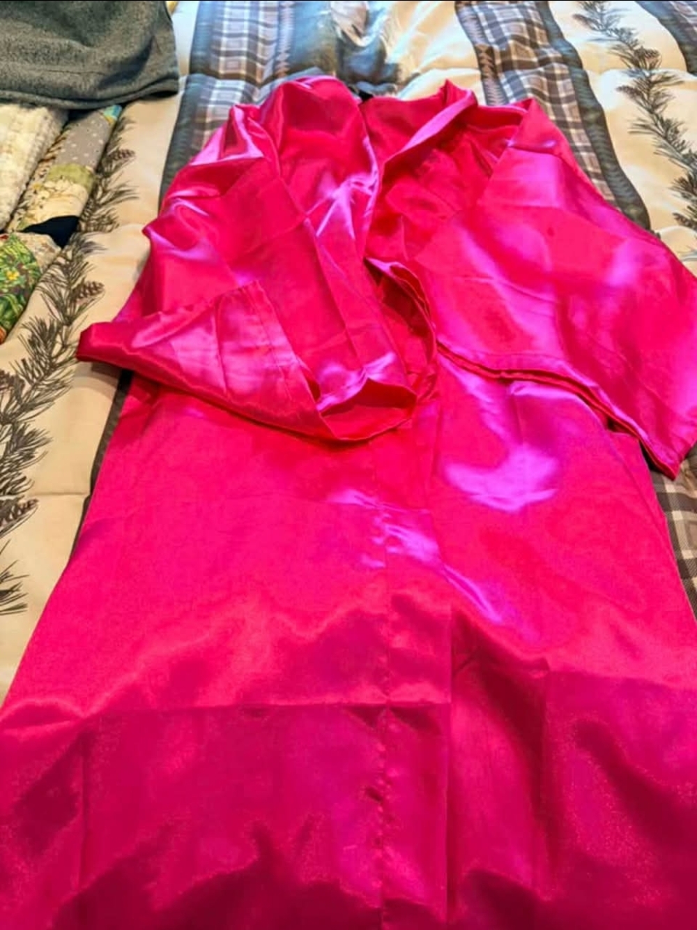 Hot Pink Satin Robe